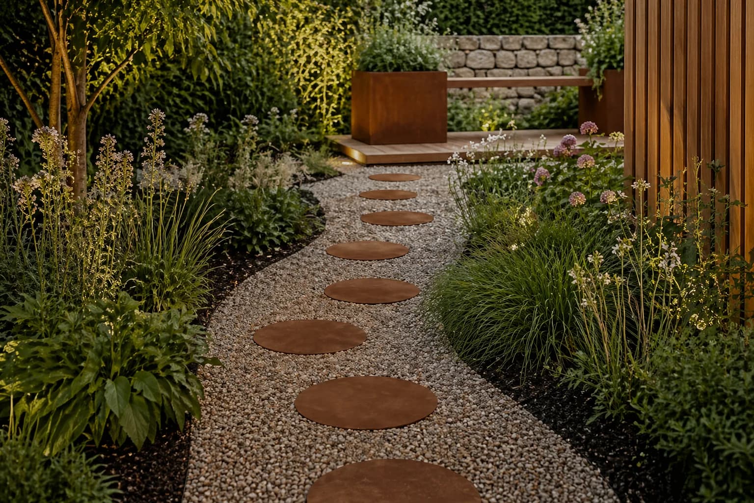 Pas japonais rond acier corten 3 mm